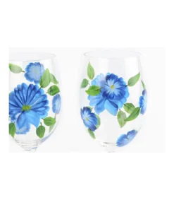 Set De 2 Copas Pintado A Mano Flores Love&home-Salvador Bachiller