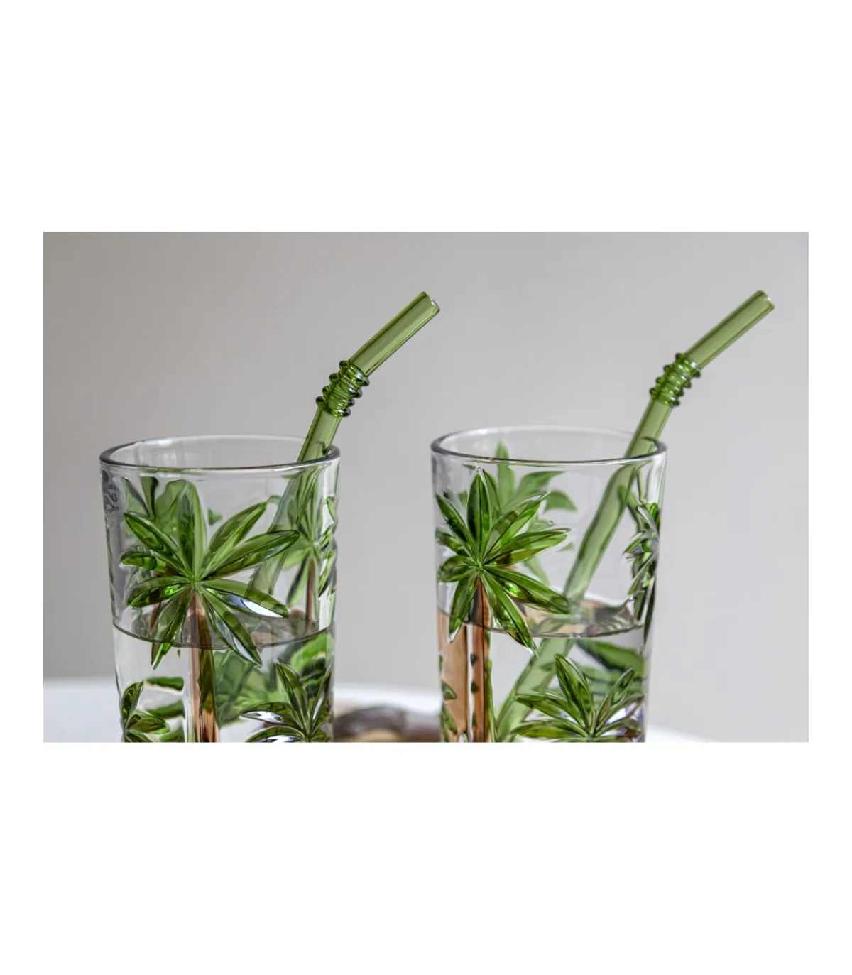 Set De Mojito 2 Vaso Pintado A Mano Palmeras Pajitas Love&home-Salvador Bachiller New