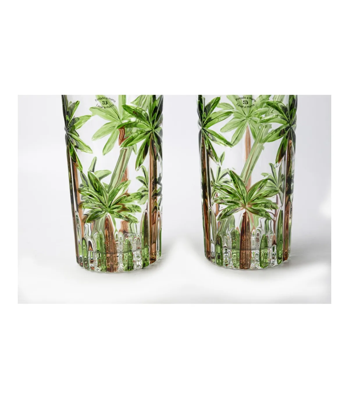 Set De Mojito 2 Vaso Pintado A Mano Palmeras Pajitas Love&home-Salvador Bachiller New