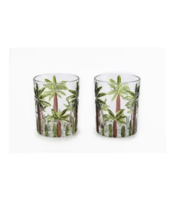 Set De 2 Vasos 8x8x10cm Pintado A Mano Palmeras Love&home-Salvador Bachiller Clearance