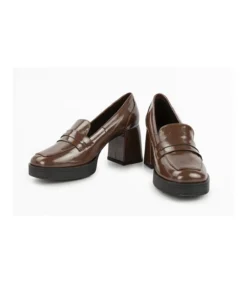 Zapato Mocasin Con Tacon Charol Mauve-Salvador Bachiller Hot