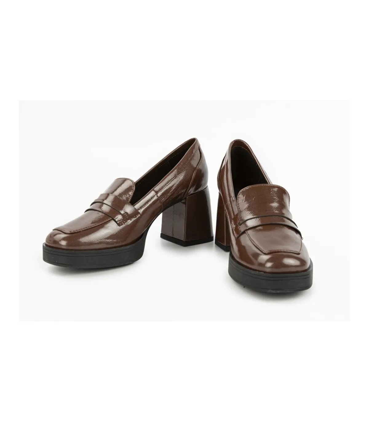 Zapato Mocasin Con Tacon Charol Mauve-Salvador Bachiller Hot